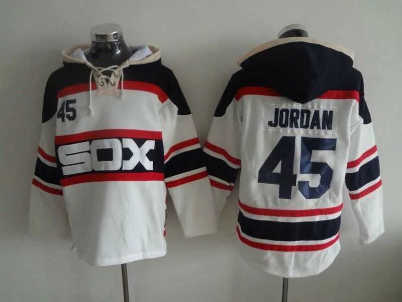 Chicago White Sox #45 Michael Jordan White Sawyer Hooded Sweatshirt Alternate Home MLB Hoodie,We sell and wholesale Chicago White Sox #45 Michael Jordan White Sawyer Hooded Sweatshirt Alternate Home MLB Hoodie on line form chian!
